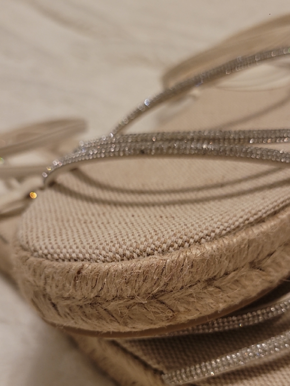 H&M Neutral Espadrille Sandal with Rhinestone Straps - Picture 7 of 7